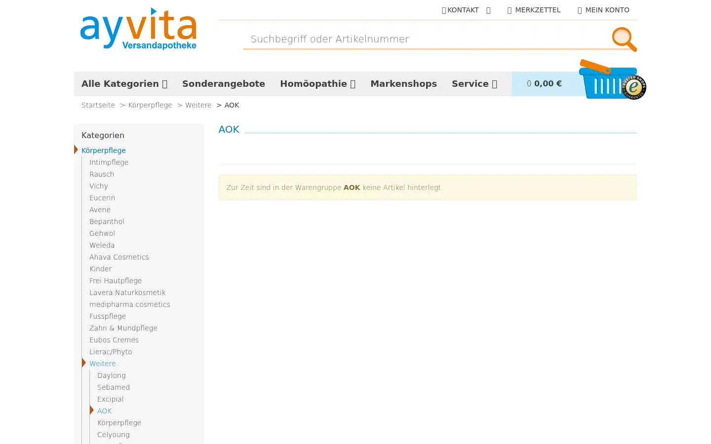 Screenshot of ayvita.de