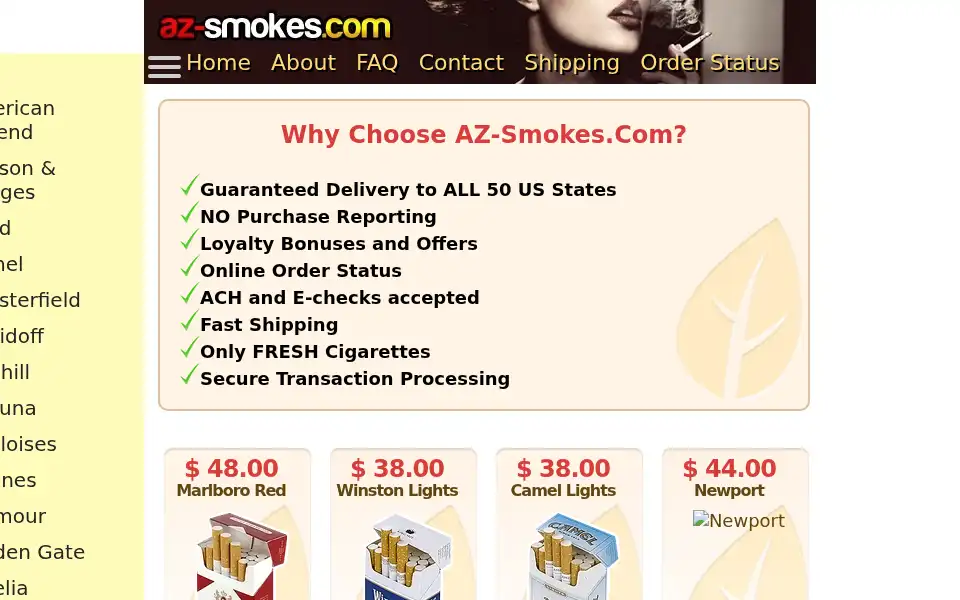 Screenshot of az-smokes.com