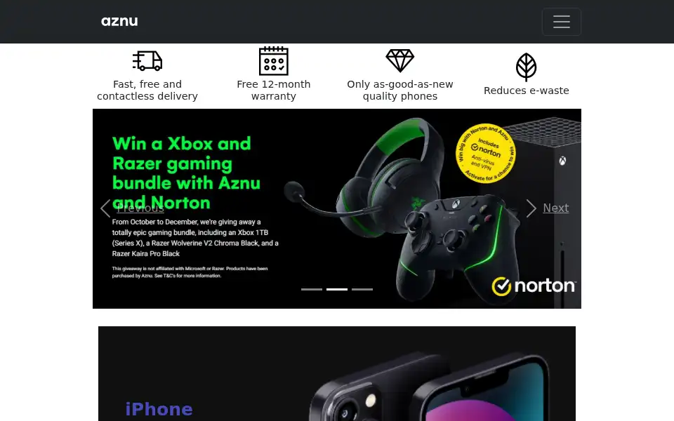 Screenshot of aznumobile.com