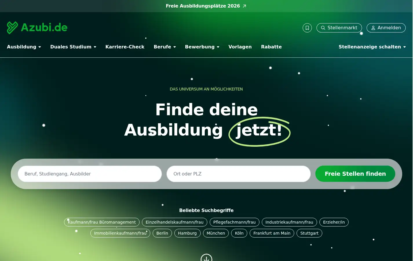 Screenshot of azubi.de