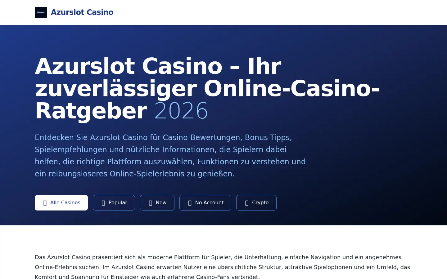 Screenshot of azurslotcasino.bet