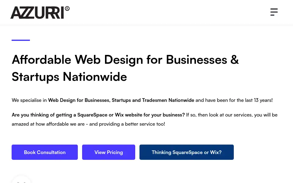 Screenshot of azzurridesigns.co.uk
