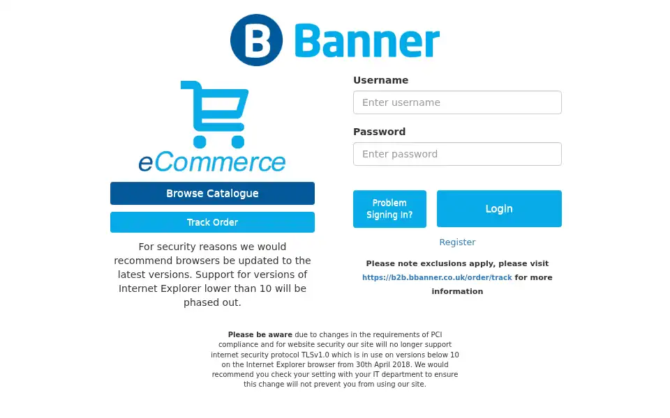 Screenshot of b2b.bbanner.co.uk