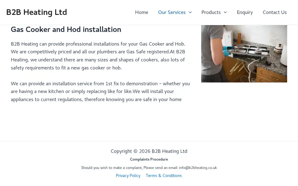 Screenshot of b2bheating.co.uk