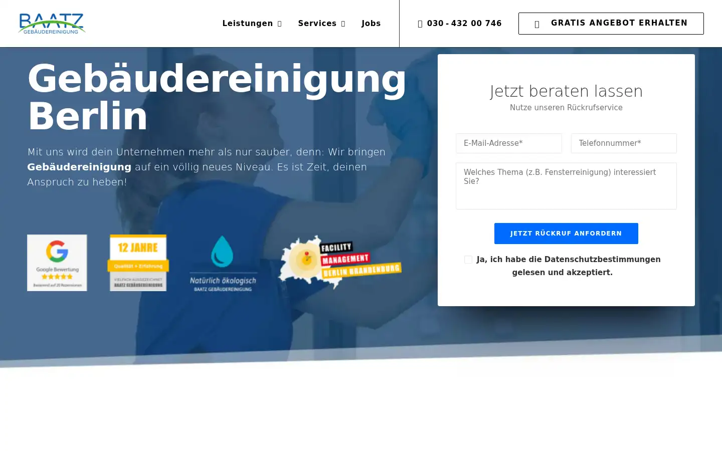 Screenshot of baatz-gebaeudereinigung.de