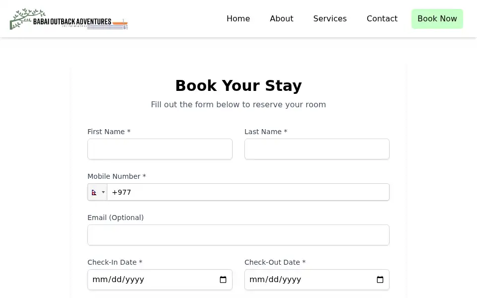 Screenshot of babaioutback.com