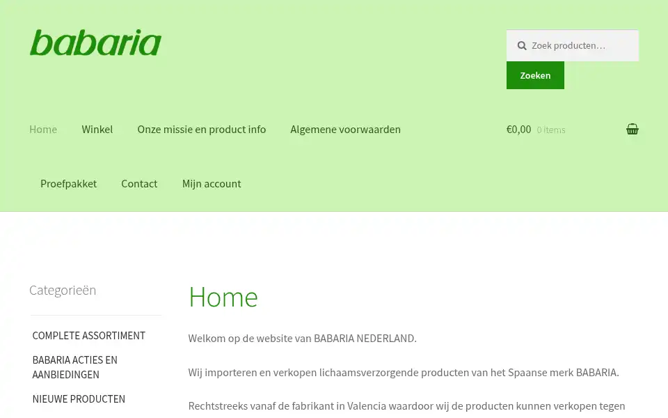 Screenshot of babaria.nl