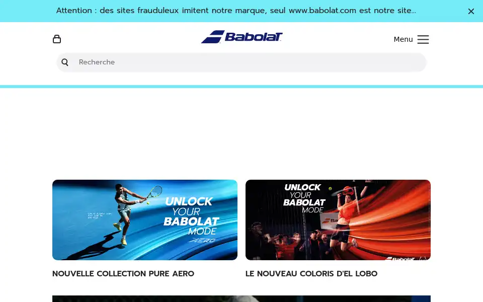 Screenshot of babolat.com