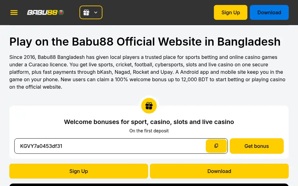 Screenshot of babu88bet-bd.com