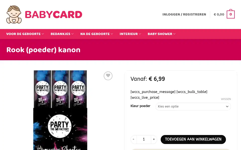 Screenshot of babycard.eu