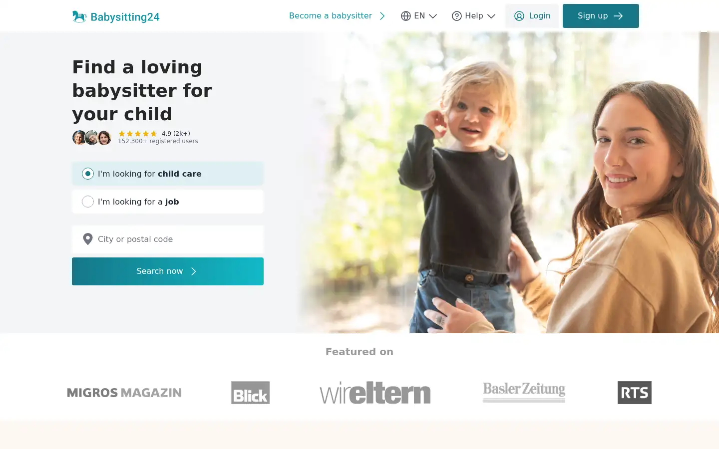 Screenshot of babysitting24.ch