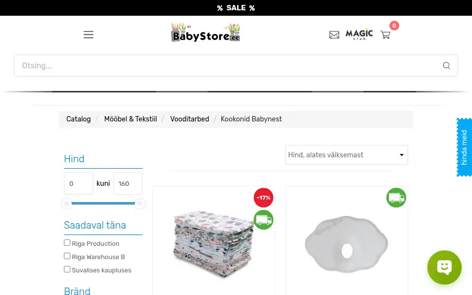 Screenshot of babystore.ee