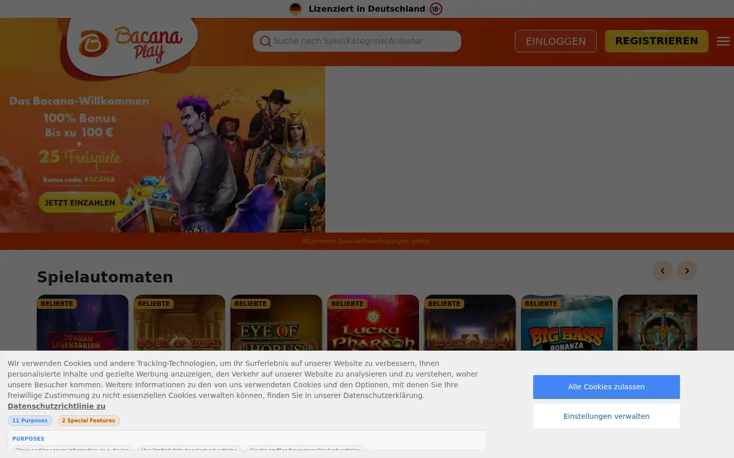 Screenshot of bacanaplay.de
