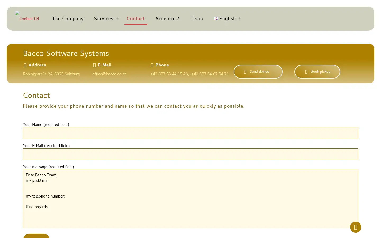 Screenshot of bacco.co.at