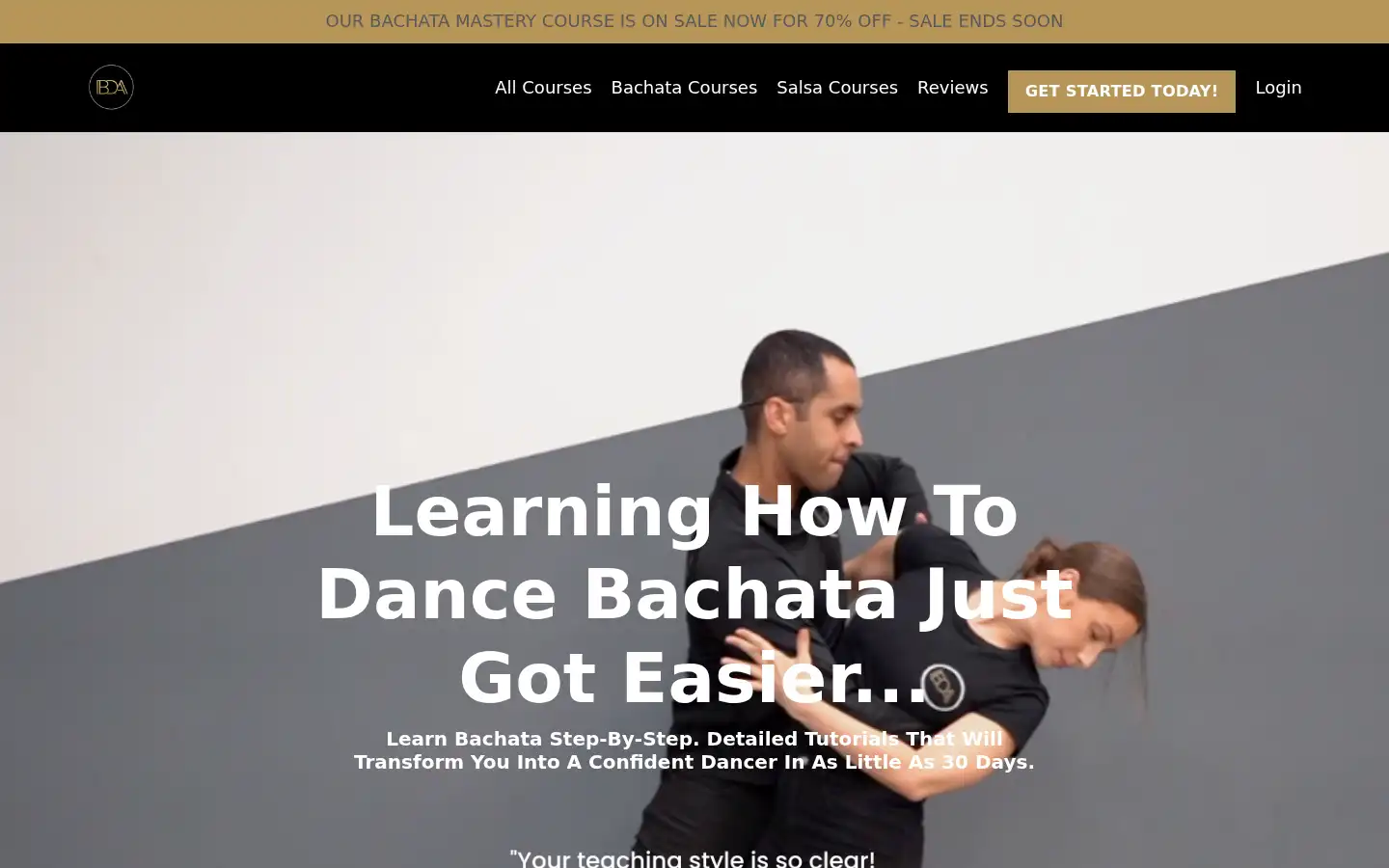Screenshot of bachatadanceacademyonline.com