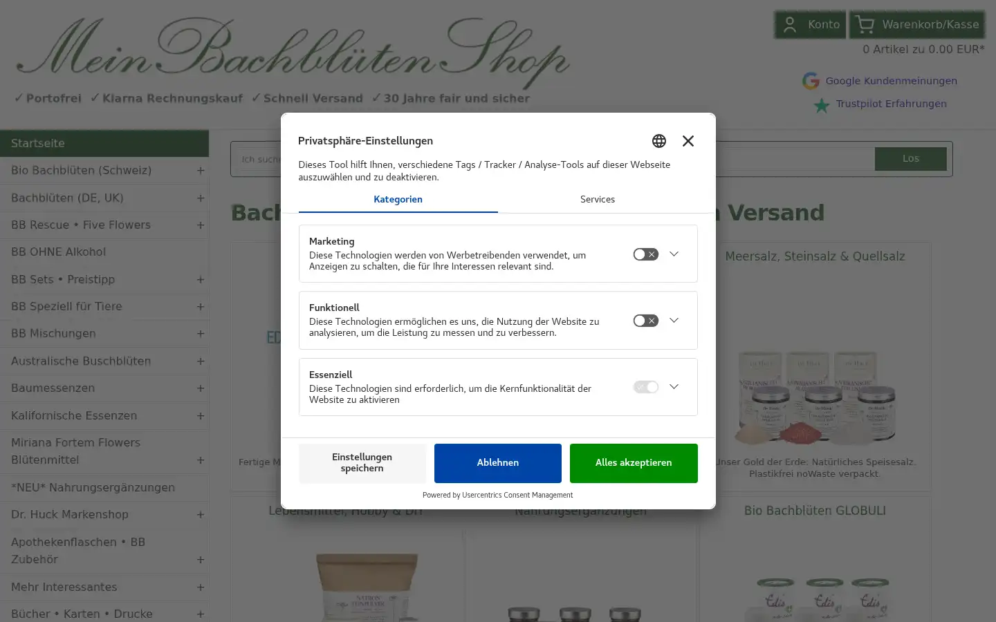 Screenshot of bachblueten-shop.com