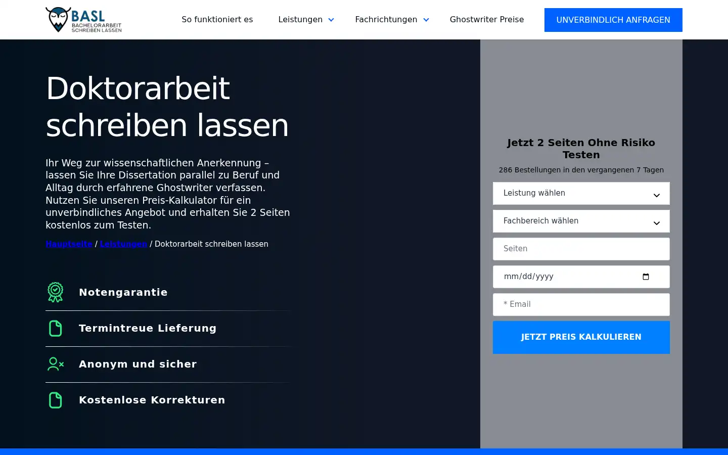 Screenshot of bachelorarbeit-schreiben-lassen.com