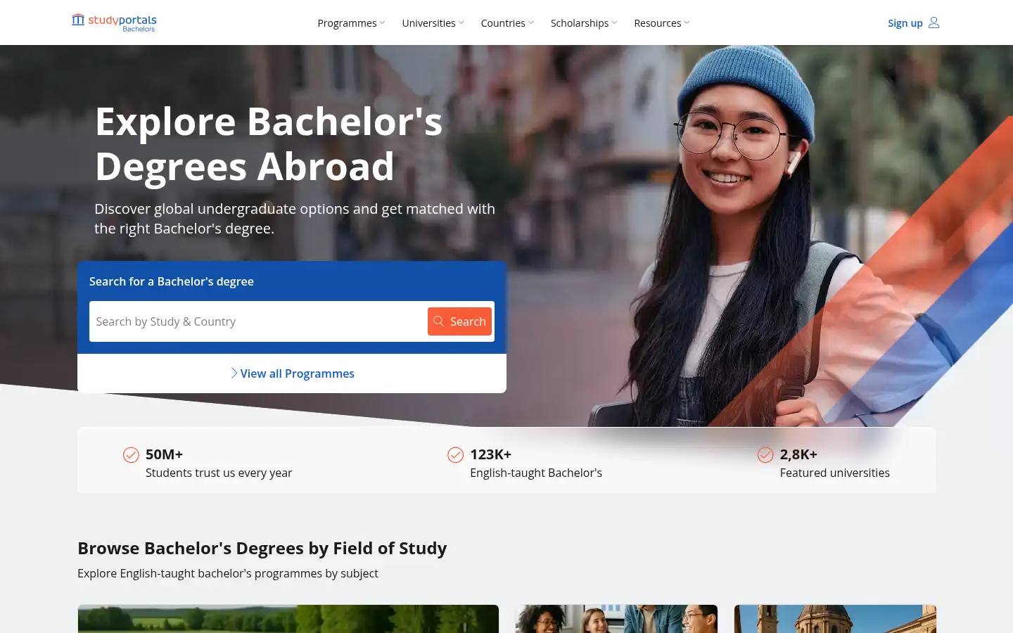 Screenshot of bachelorsportal.com