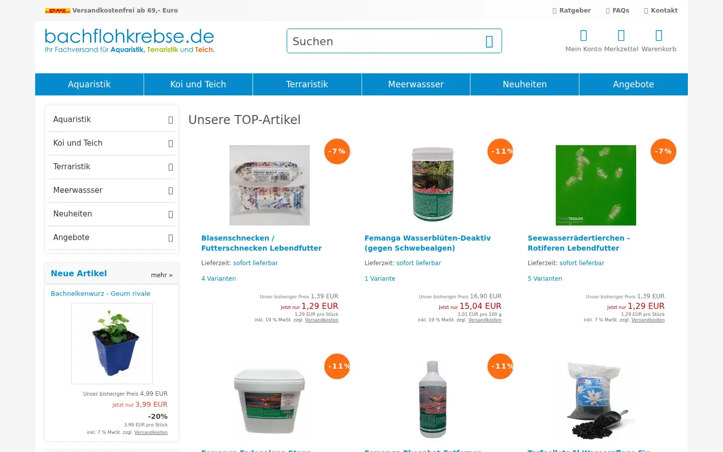 Screenshot of bachflohkrebse.de