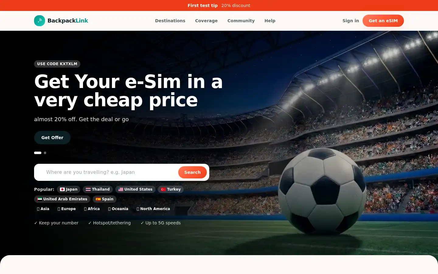 Screenshot of backpacklink.com