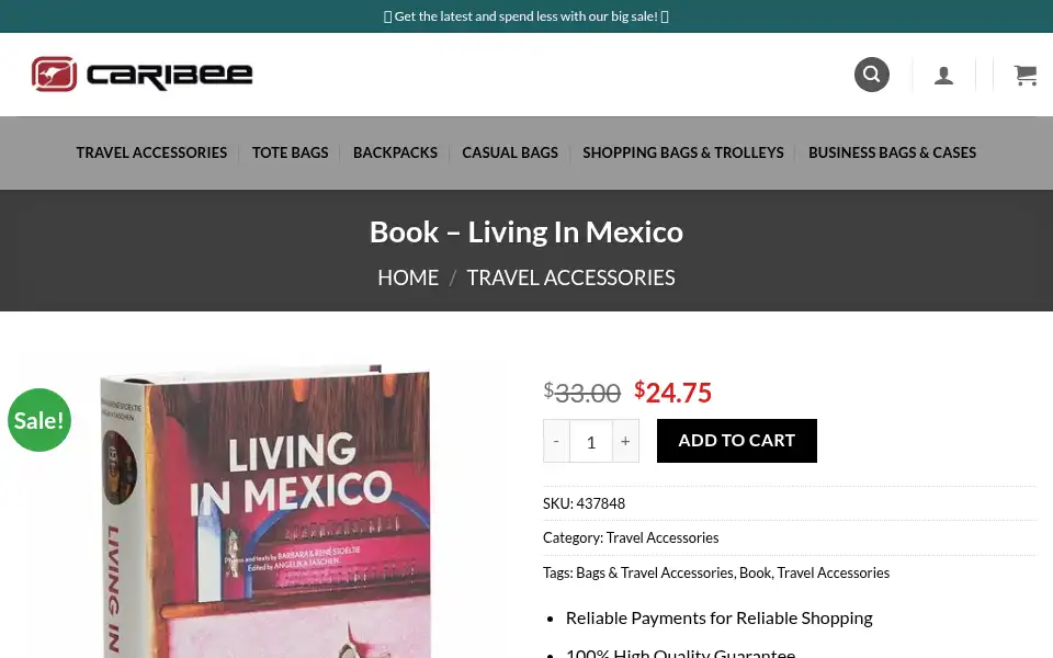 Screenshot of backpackssalestore.com