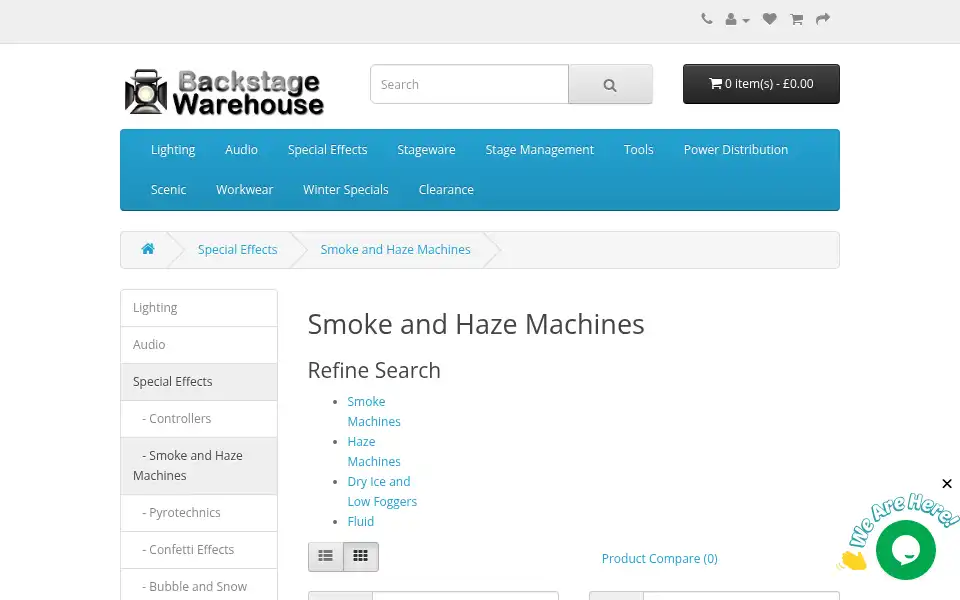 Screenshot of backstagewarehouse.uk