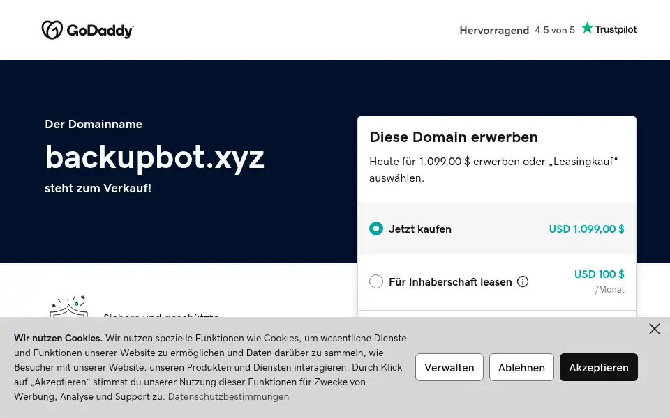 Screenshot of backupbot.xyz