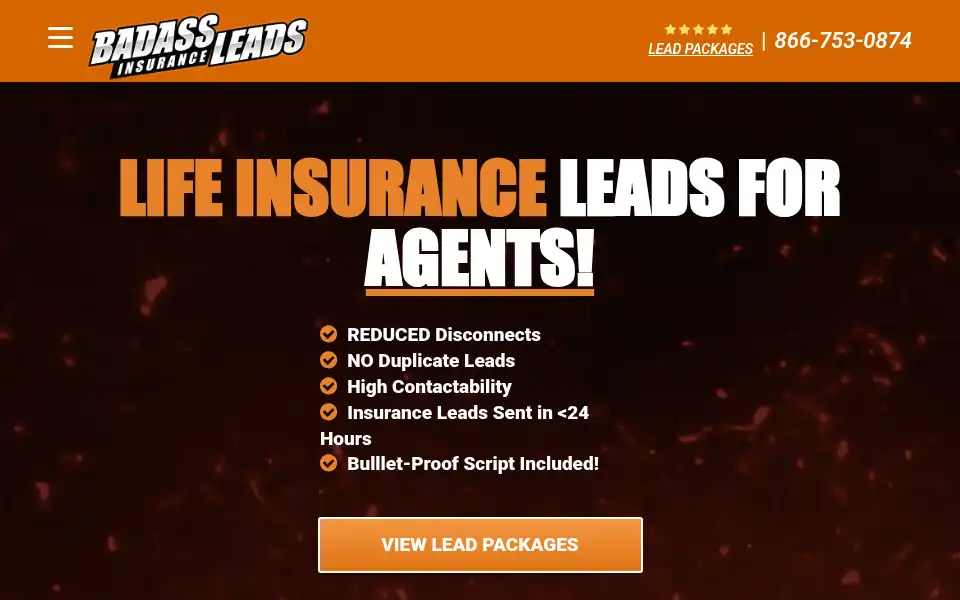 Screenshot of badassinsuranceleads.com