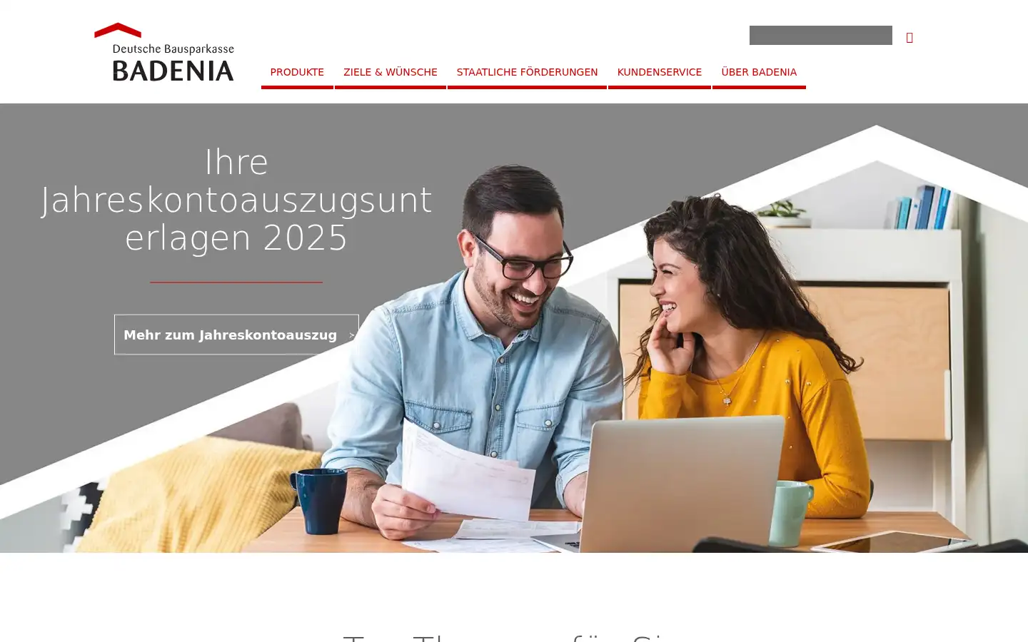 Screenshot of badenia.de