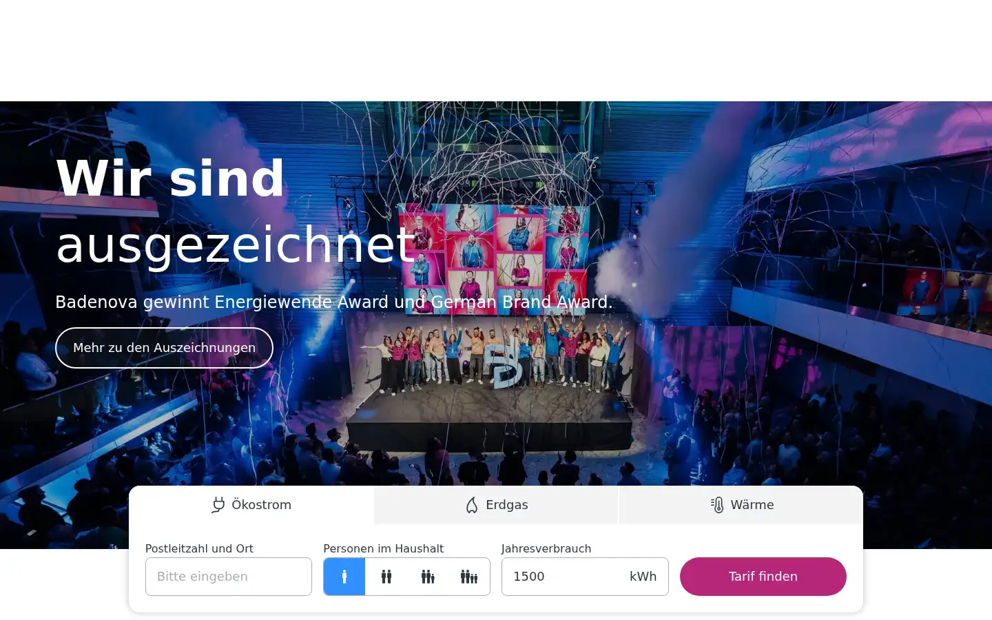 Screenshot of badenova.de