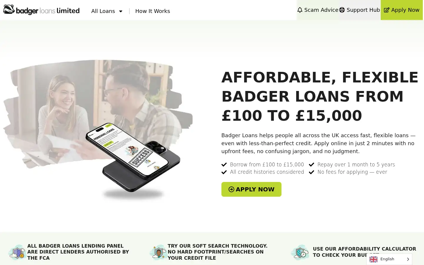 Screenshot of badgerloans.co.uk