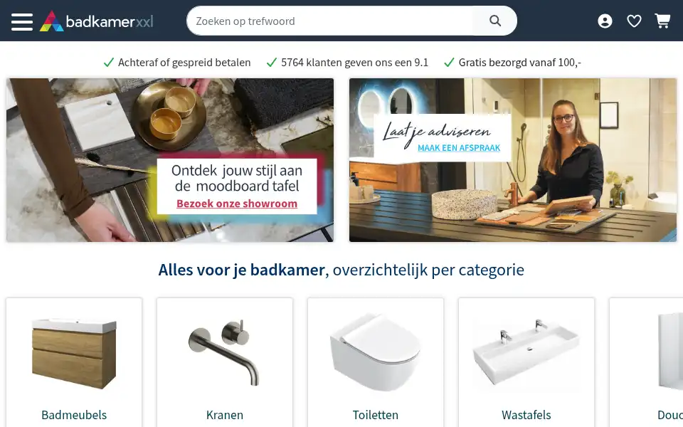 Screenshot of badkamerxxl.nl