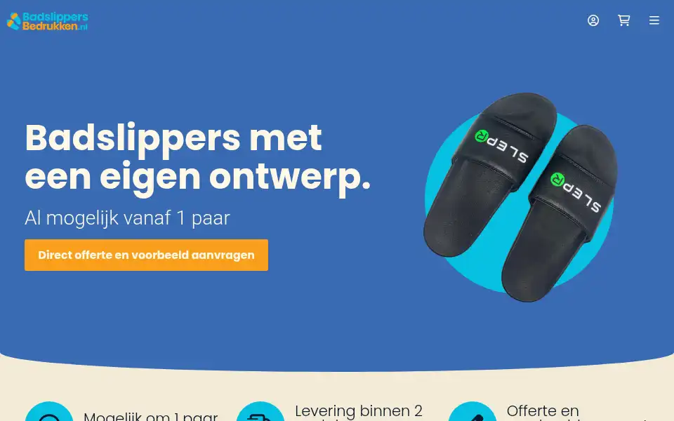 Screenshot of badslippersbedrukken.nl