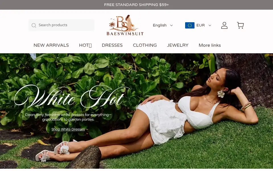 Screenshot of baeswimsuit.com