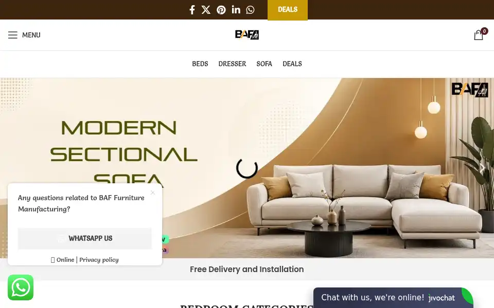 Screenshot of baffurniture.ae
