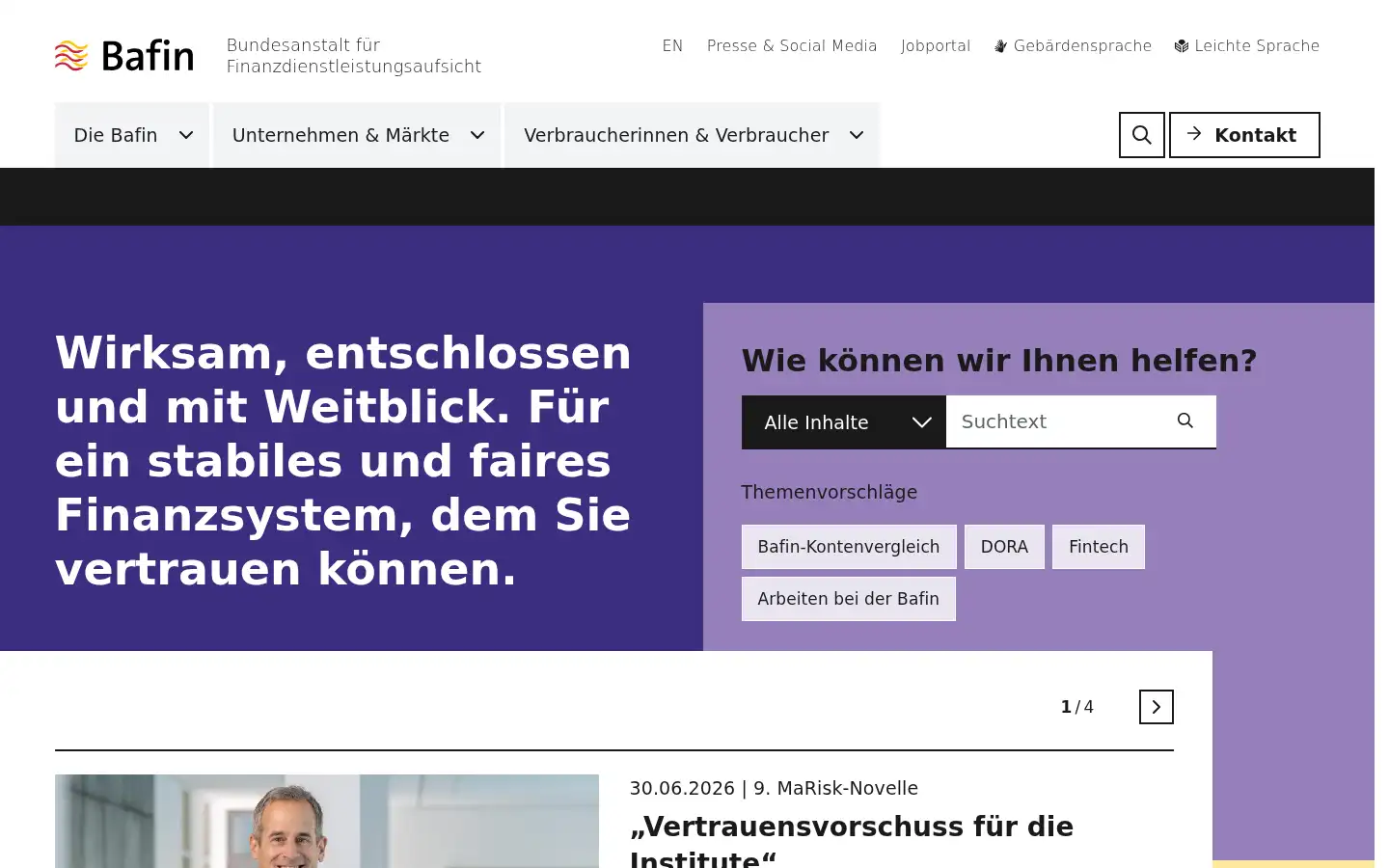 Screenshot of bafin.de