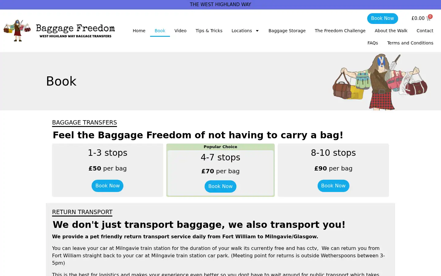 Screenshot of baggagefreedom.com