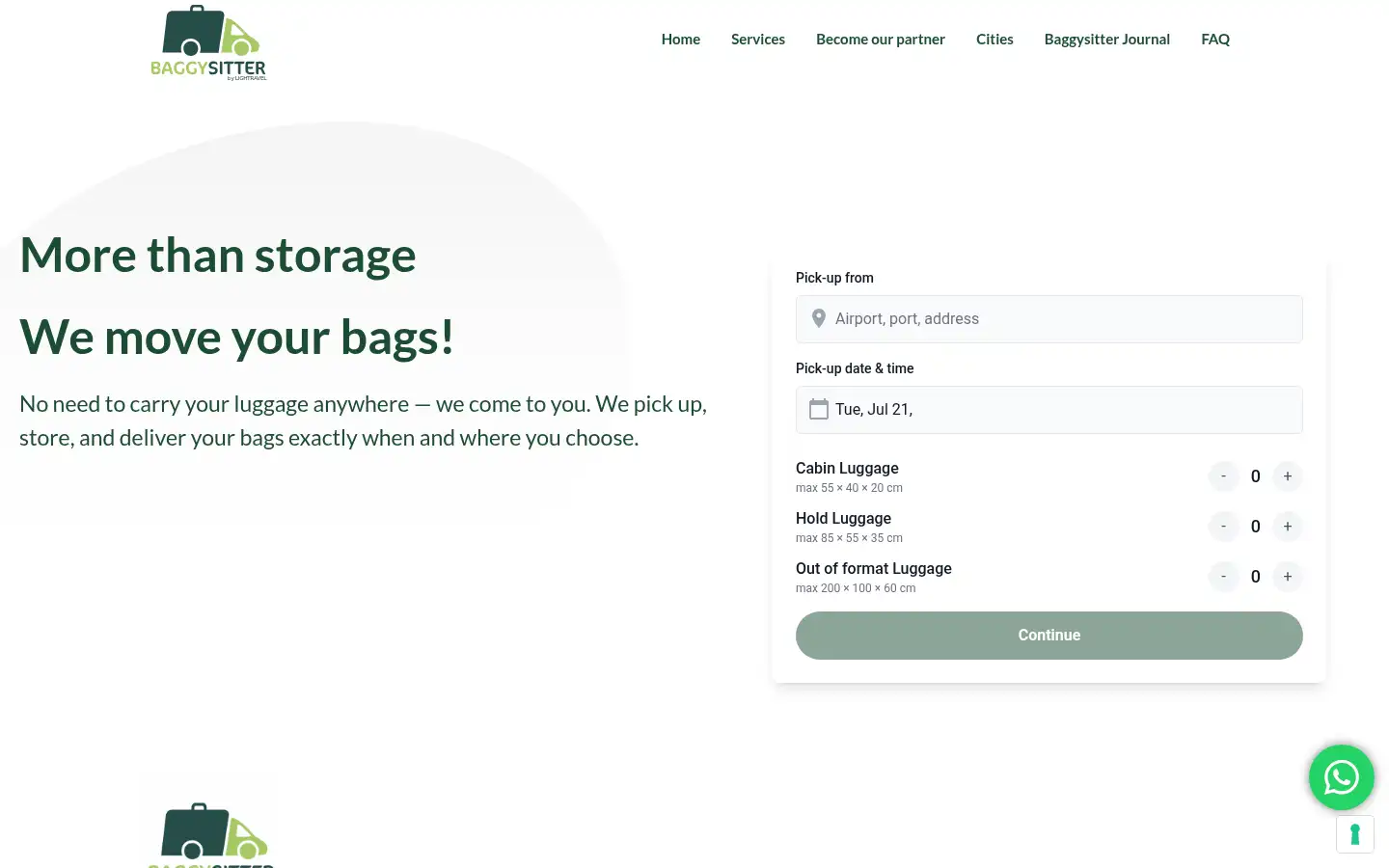 Screenshot of baggysitter.com