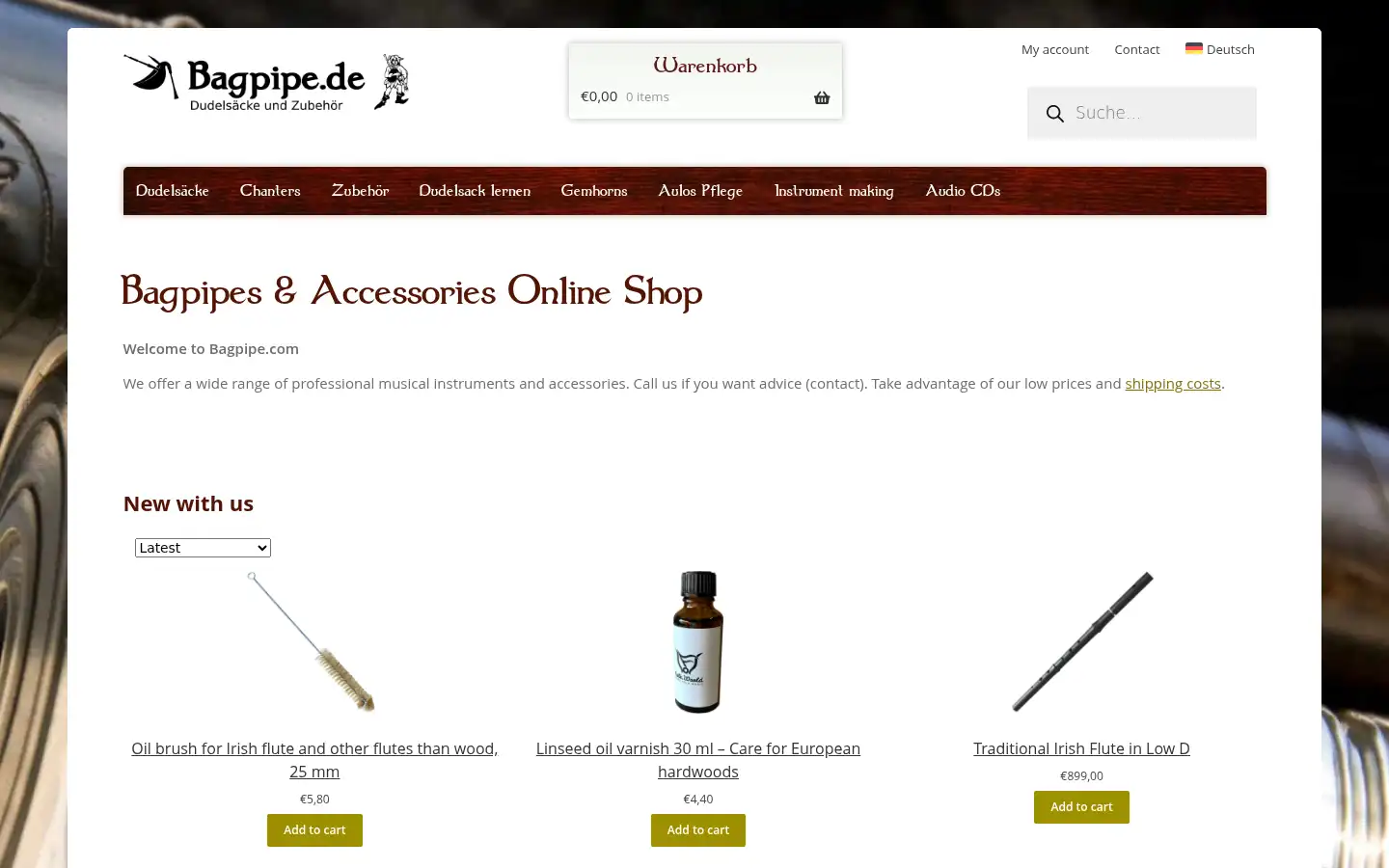 Screenshot of bagpipe.de