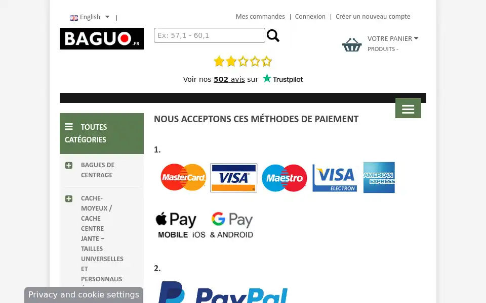 Screenshot of baguo.fr