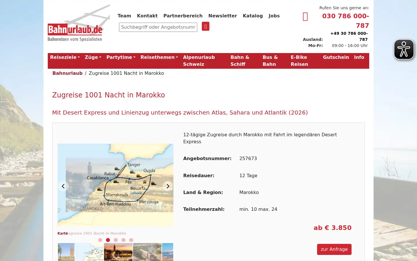 Screenshot of bahnurlaub.de
