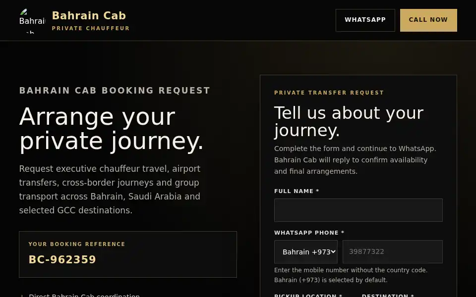 Screenshot of bahraincab.com