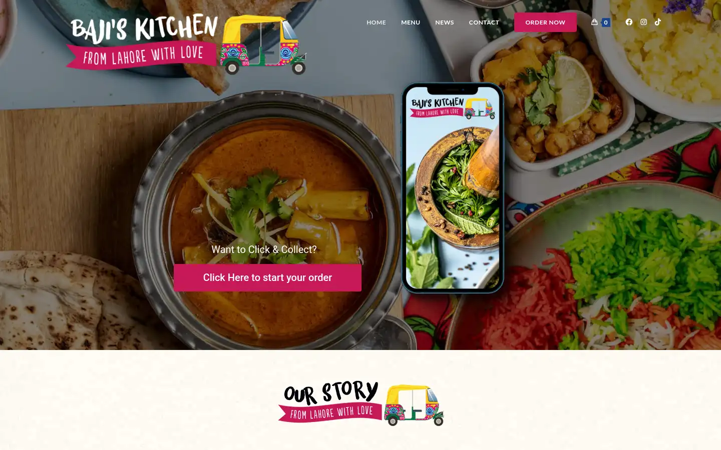 Screenshot of bajiskitchen.com