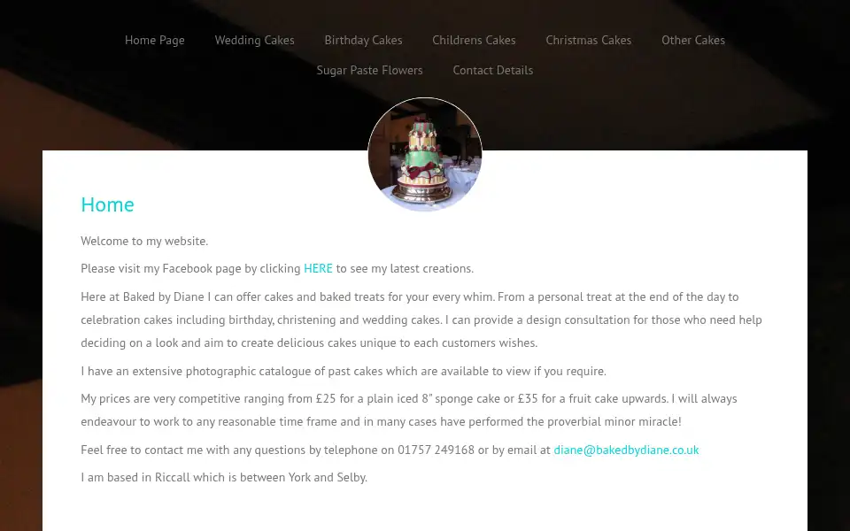 Screenshot of bakedbydiane.co.uk