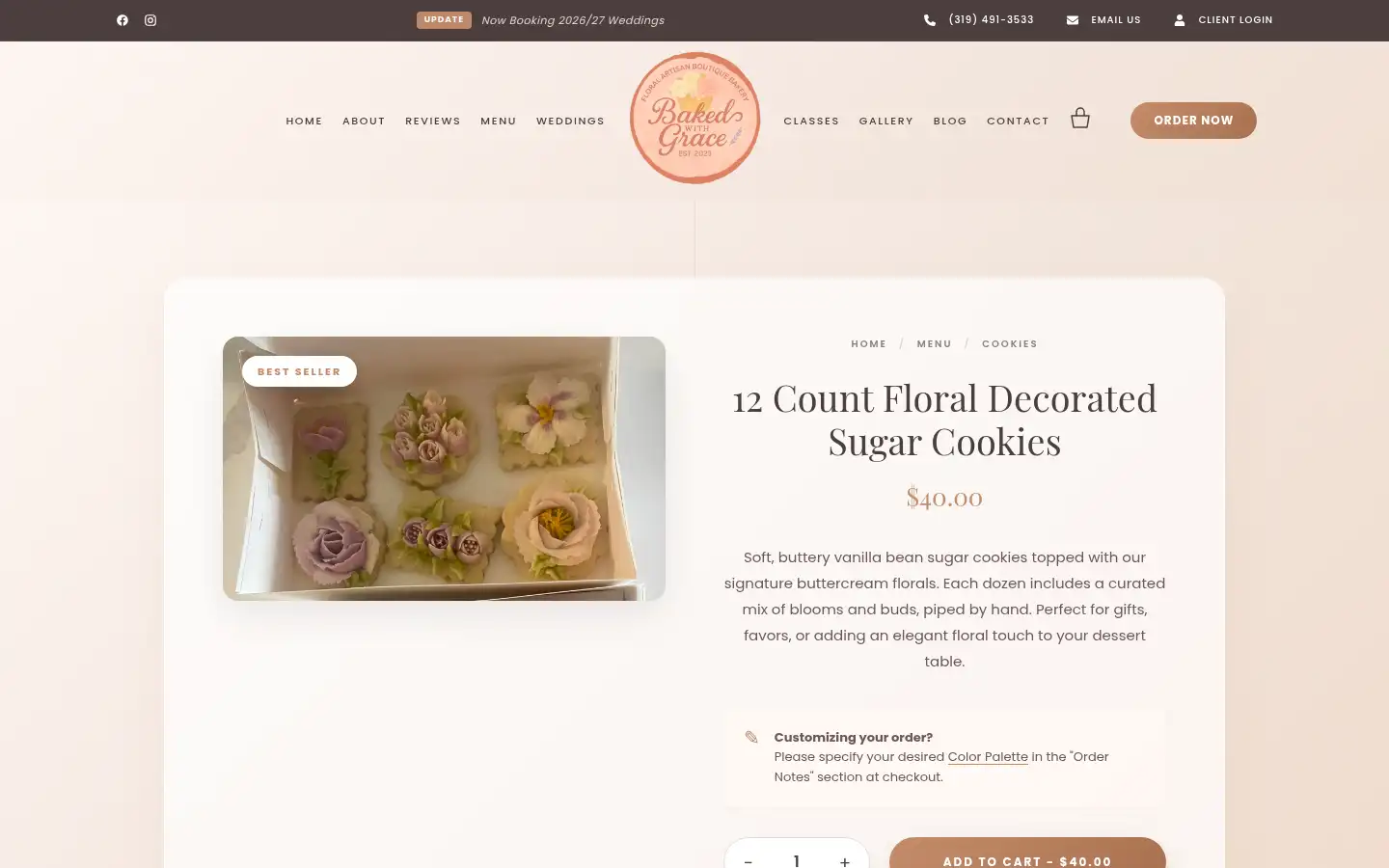 Screenshot of bakedwithgrace-ia.com