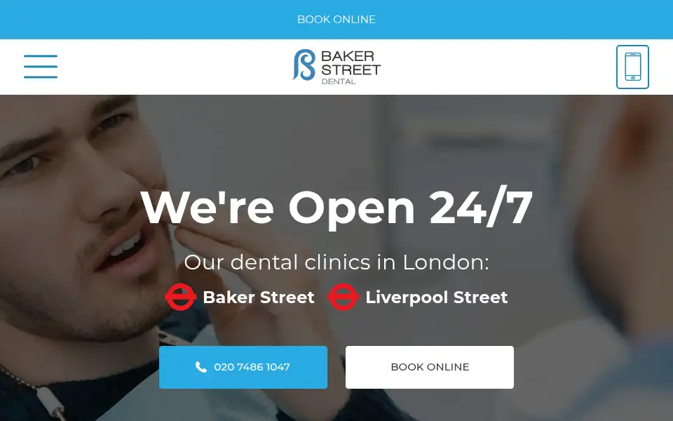 Screenshot of bakerstreetdental.com