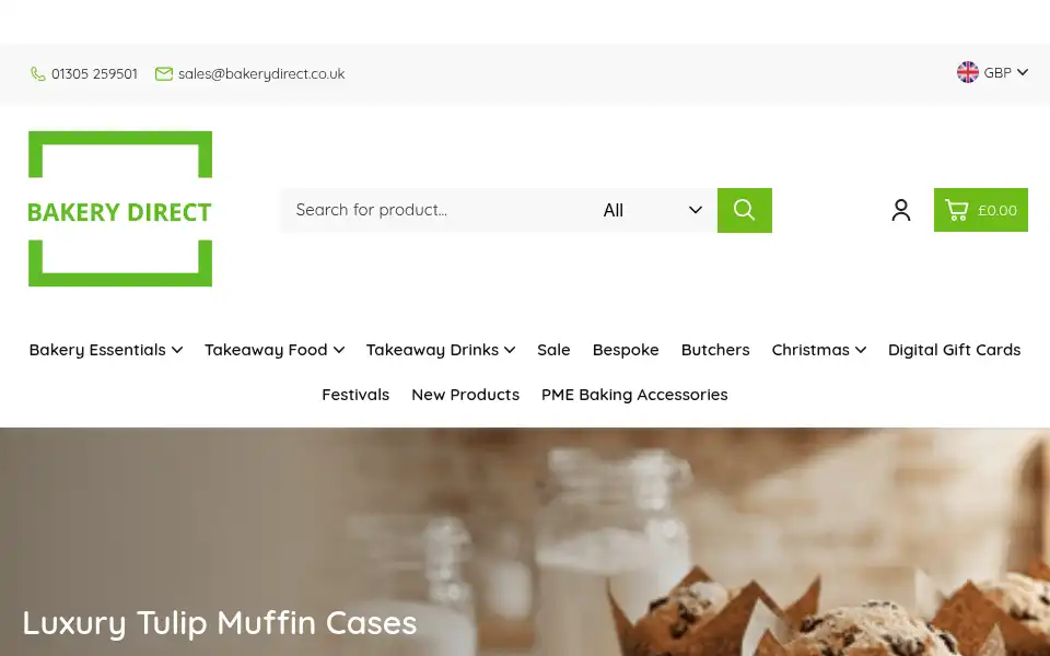 Screenshot of bakerydirect.co.uk