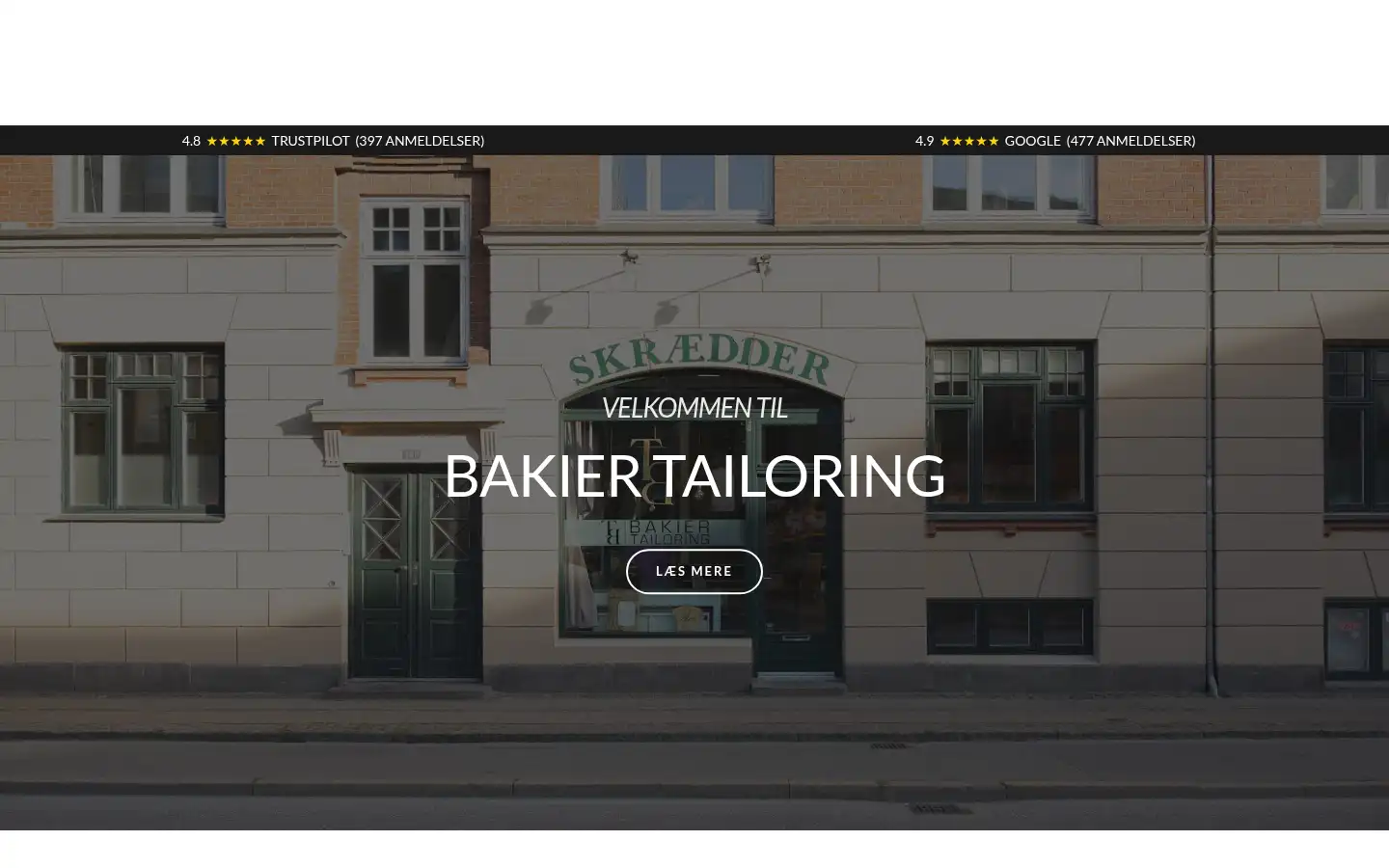 Screenshot of bakiertailoring.dk