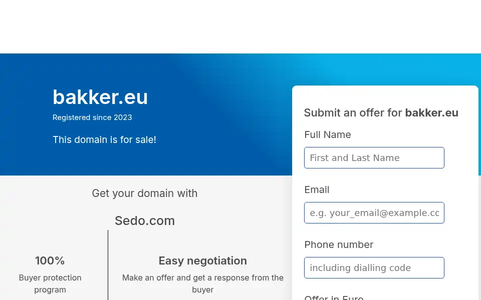 Screenshot of bakker.eu