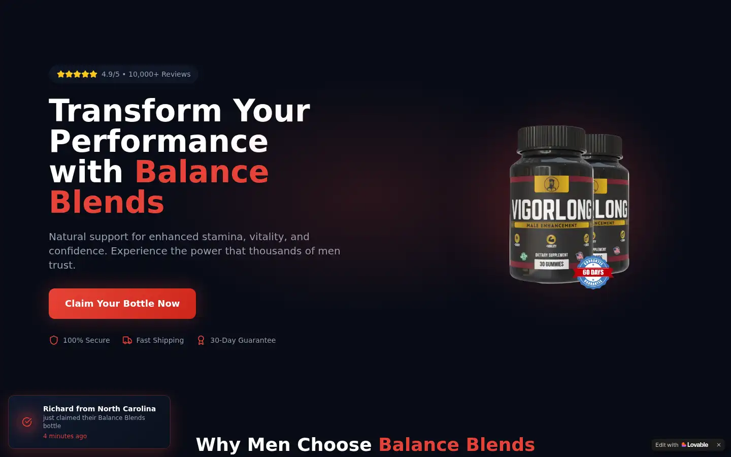 Screenshot of balance-blends-offer.lovable.app